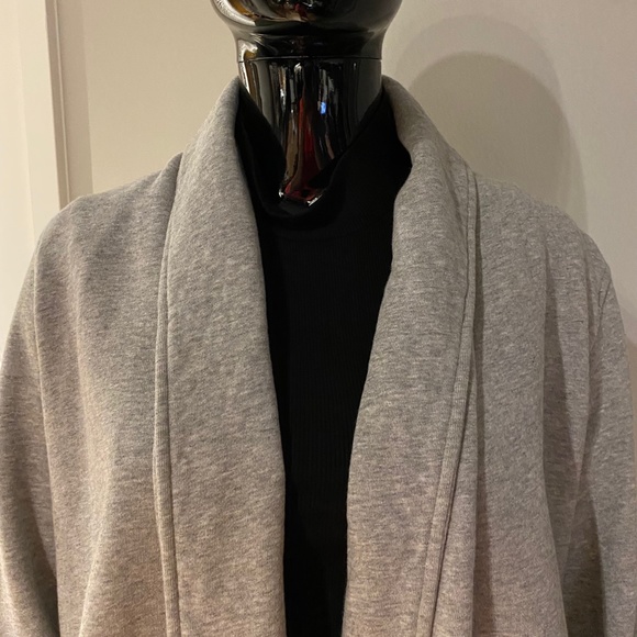 Theory Ashby Raj Grey Open Front Sweatshirt Cardigan 3/4 Sleeve Size M Sweater - Picture 2 of 12